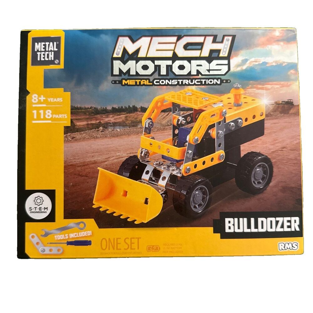 Mech Motors Metal Construction Bulldozer STEM Engineering Set 118 Parts RMS